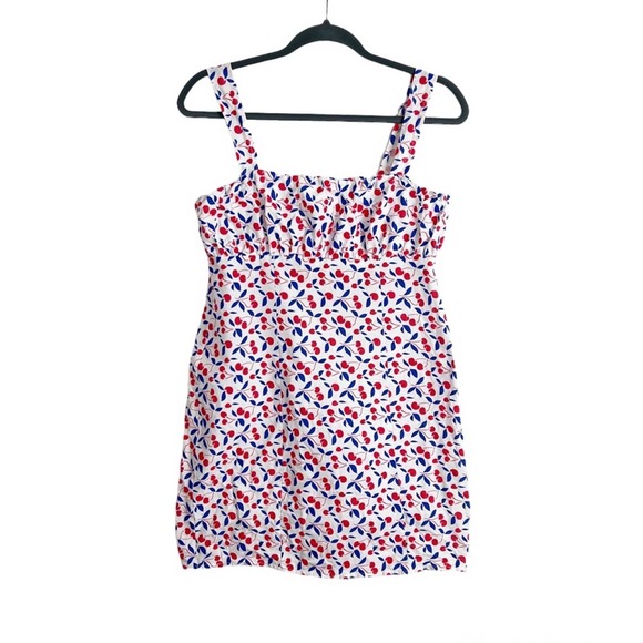 ASOS Dresses & Skirts - ASOS Linen Cherry Print Linen Mini Dress 6 Red White Blue
